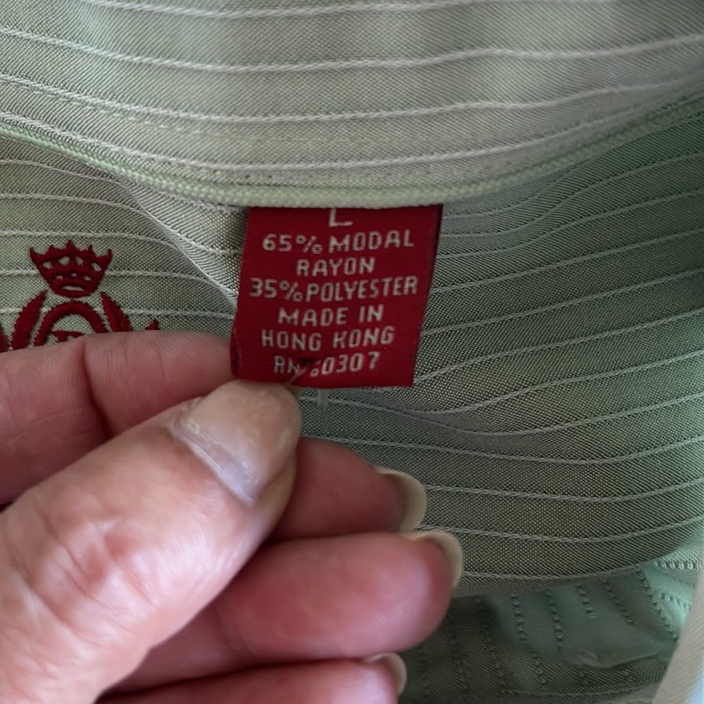 NWT REUNION Button down Shirt. Mint‎ Green w/white striping. Size Large - Picture 6 of 10